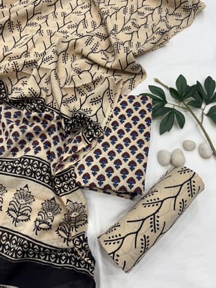 Pure Cotton Unstitched Suit With Cotton Dupatta