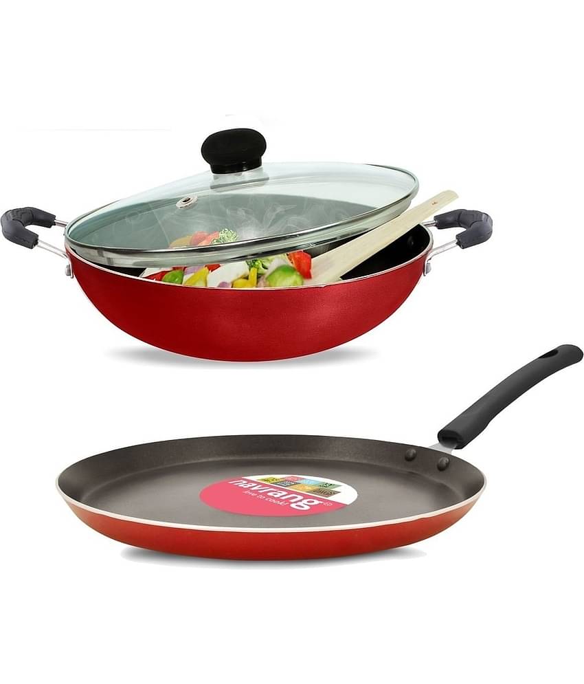 Navrang - Red Aluminium Non-Stick Cookware Sets ( Pack of 2 )