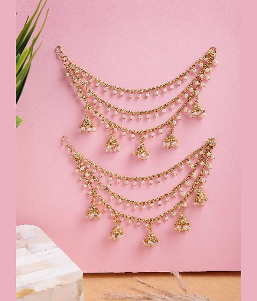 Sukkhi Gold Ear Chain Earrings ( Pack of 2 )