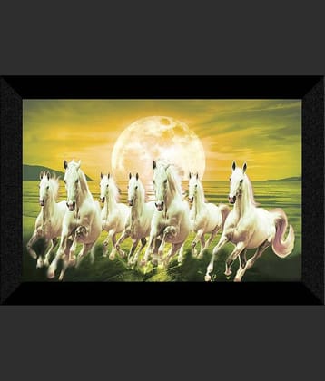 SNDArt  Vastu 7 Lucky Running Horses Painting With Frame For Living Room Gift Items 11 x 14 inch