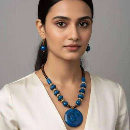 Premium Handmade Wooden Tribal Beaded Necklace