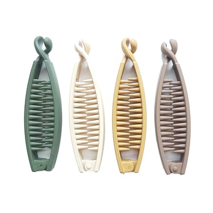 BIRDWARE Big-Size banana clips Multi Color Imported Rubber Acrylic Material Stone Banana Hair Clips For Women (Multi Colour) | Hair Clutchers | banana clips (Pack of 4) 15 BIRDWARE Big-Size banana clips Multi Color Imported Rubber Acrylic Material Stone 