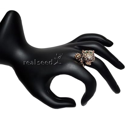 Real Luxury Fashionable Tiger Ring Super Antique Look (Tiger Ring) Rose Brown Gold
