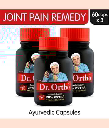 Dr Ortho Joint Pain Relief Capsules 60Caps, Pack of 3 (Ayurvedic Medicine Helpful In Joint Pain, Back Pain, Knee Pain, Neck Pain) - Ayurvedic Capsules