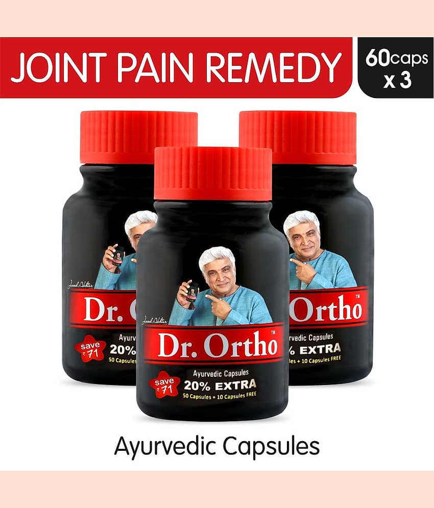 Dr Ortho Joint Pain Relief Capsules 60Caps, Pack of 3 (Ayurvedic Medicine Helpful In Joint Pain, Back Pain, Knee Pain, Neck Pain) - Ayurvedic Capsules