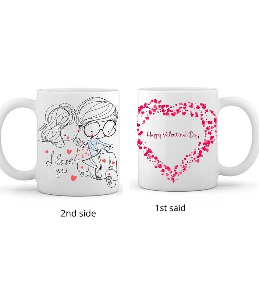 thriftkart Ceramic mug 2 Valentine DESIGN IN 1 Ceramic mug Valentine Mugs - Pack of 1