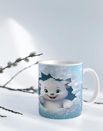 The Magical Gifts Polar Bear Theme Printed Mug 325ml | Cute Snowy Design with Baby Bear | Best Gift for Kids Boys Girls Animal Lovers on Birthday or Winter Celebrations