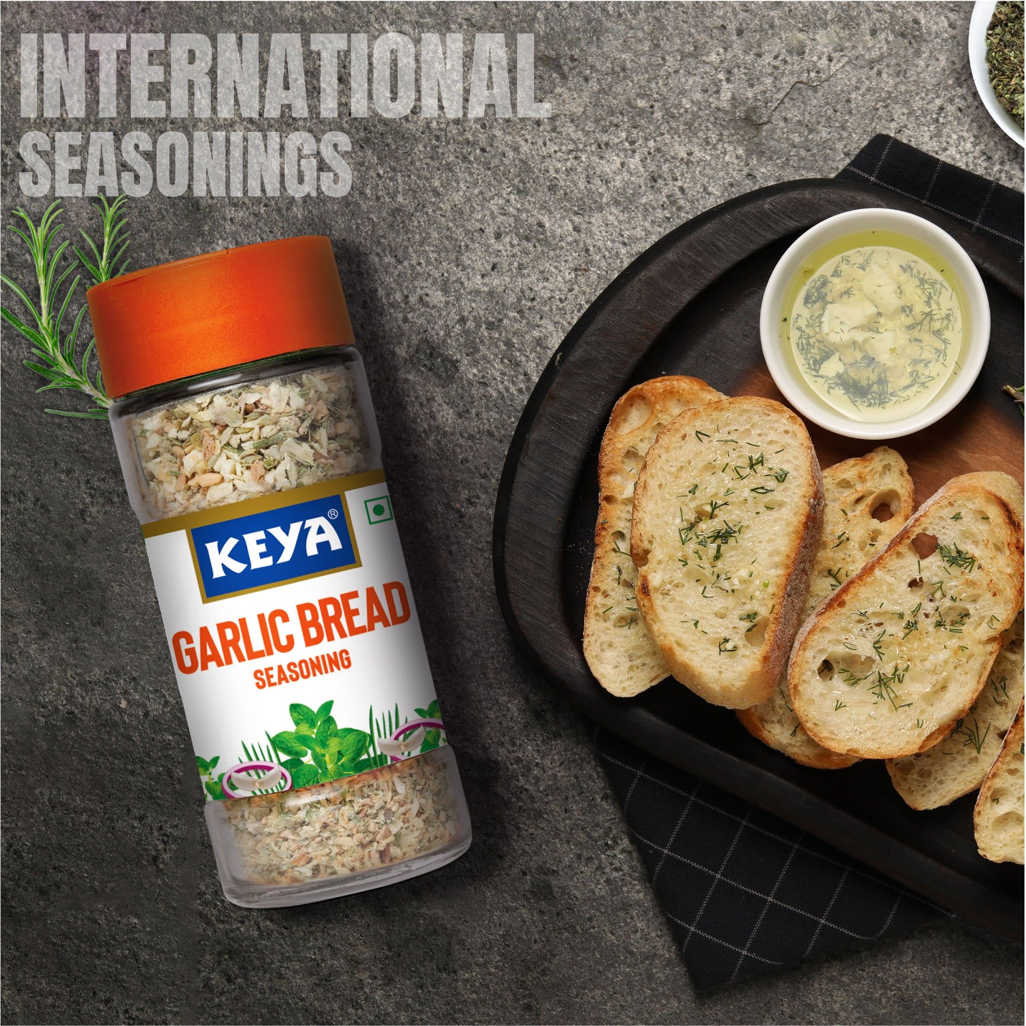 Keya Garlic Bread Seasoning |All Natural & Healthy Spice Blend| Glass Bottle | Premium Herbs and Spices I No Preservatives | 50