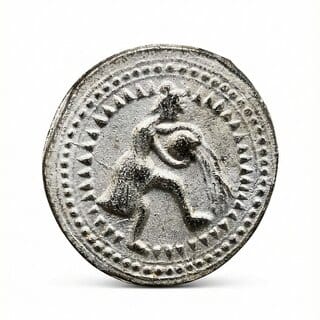 Aquarious Zodiac/Kumbh Rashi Ancient India Old Silver-plated Coin Heritage Aquarious Zodiac/Kumbh Rashi Ancient India Old Silver-plated Coin Heritage