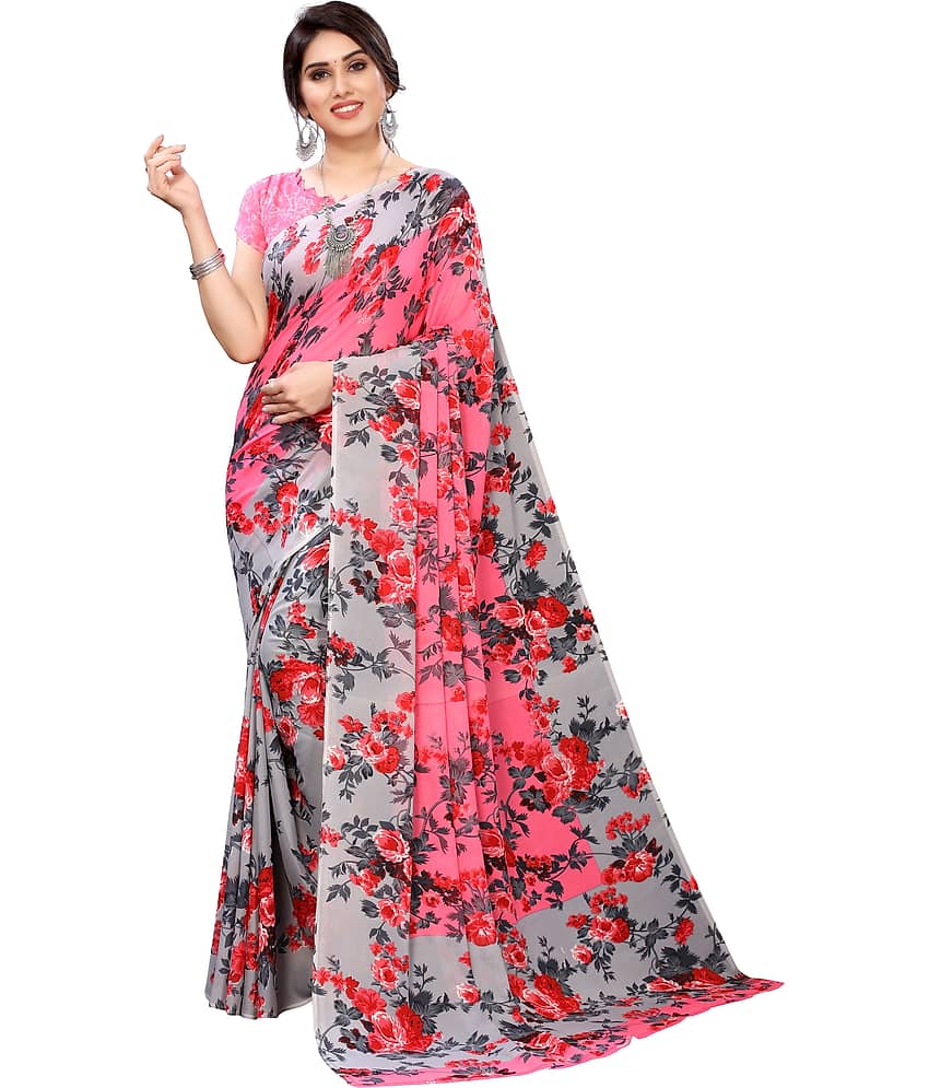 Saadhvi Cotton Silk Embellished Saree Without Blouse Piece ( Pink )