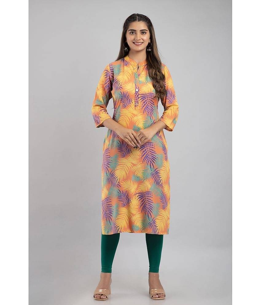 MAUKA - Multicolor Rayon Women's Straight Kurti ( Pack of 1 )