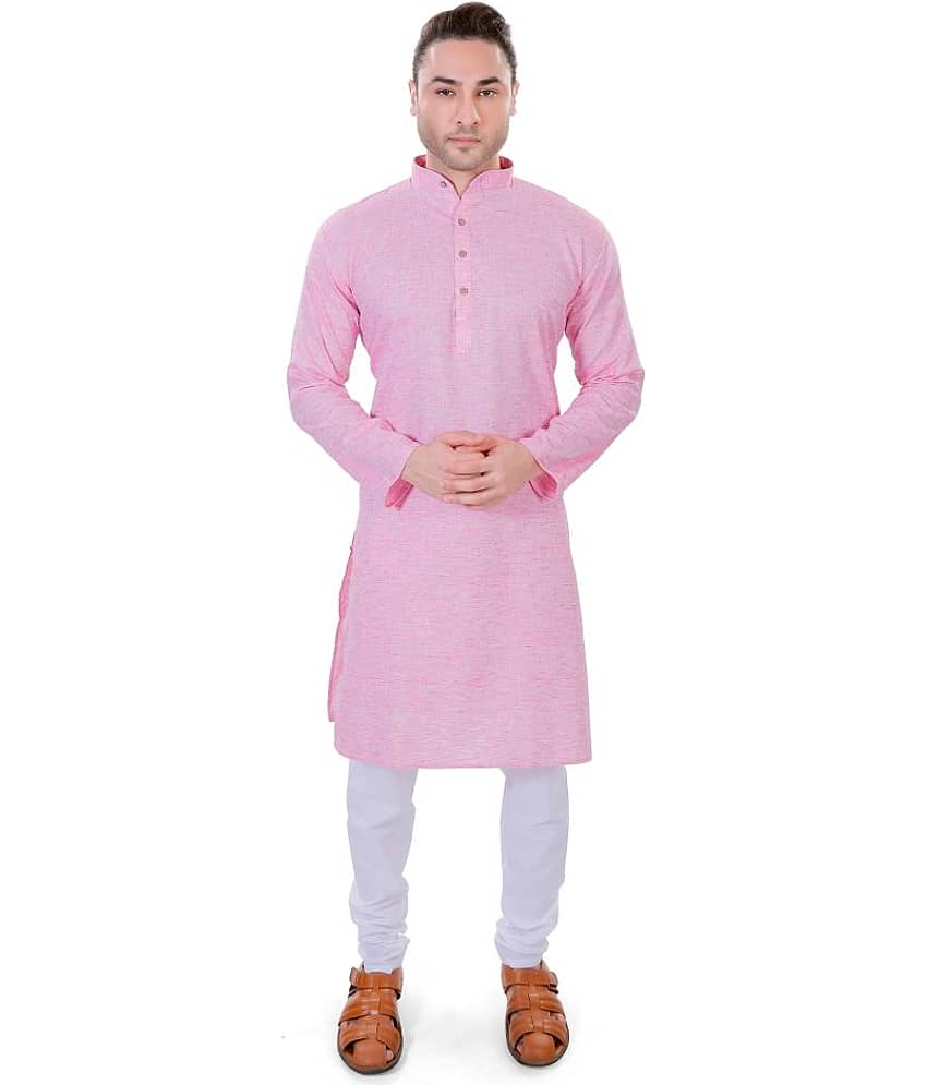 Maharaja - Pink Linen Regular Fit Men's Kurta Pyjama Set ( Pack of 1 )