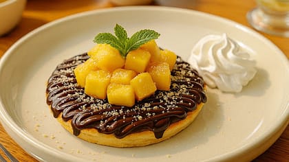 Dark Chocolate & Fresh Mango Pancake