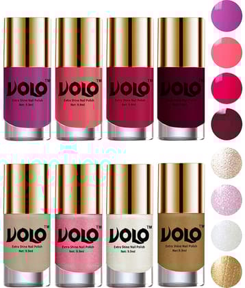 VOLO High-Shine Long Lasting Non Toxic Nail Polish Professional Multi Glossy Pack of 8 79 mL