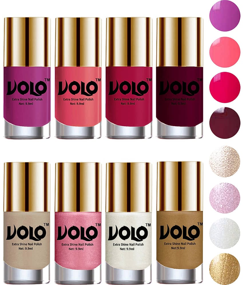 VOLO High-Shine Long Lasting Non Toxic Nail Polish Professional Multi Glossy Pack of 8 79 mL