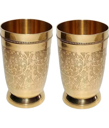 A & H ENTERPRISES - Heavy Water Use Brass Glasses Set 250 ml ( Pack of 2 )