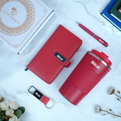 Personalized Gift Set - Diary, Pen, Tumbler & Keychain