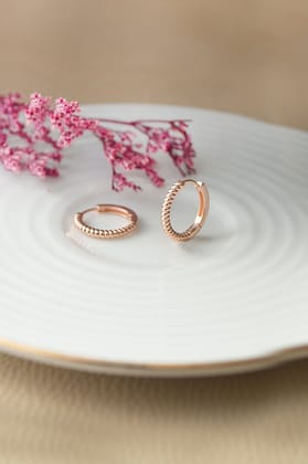 Twisting Glam Rose Gold Plated Sterling Silver Hoop Earrings-Rose