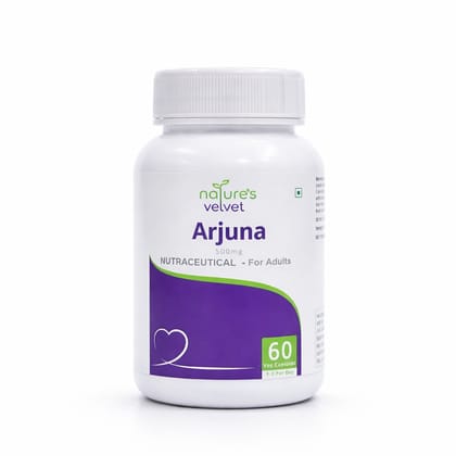 Natures Velvet Arjuna Herbal Extract 500mg Capsules for Heart Health Support, Herbal Supplement, Antioxidant Formula, 60 Vegetarian Capsules