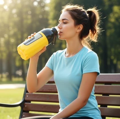 DHRUVINSRI, Large Capacity Leakproof Water Bottle, Yellow and Black, 1400ml, for Outdoor and Travel, 1 Pc