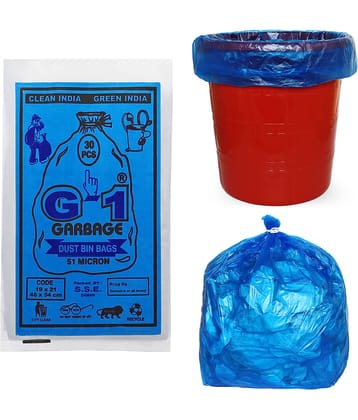 G1 - 2 Packs Medium Disposable Garbage Bags for Dry Waste (60 Pcs Blue)