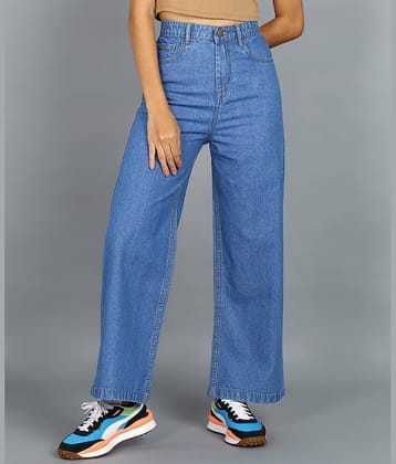 Urbano Fashion - Light Blue Denim Wide Leg Women's Jeans ( Pack of 1 )