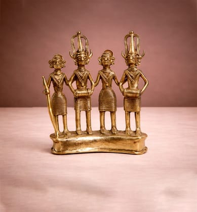 Handcrafted Brass Tribal Musician Ensemble showpiece