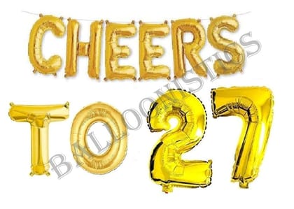 Cheers to Twenty Seven Foil Balloon Combo Number 27 Foil Balloon for Birthday and Anniversary
