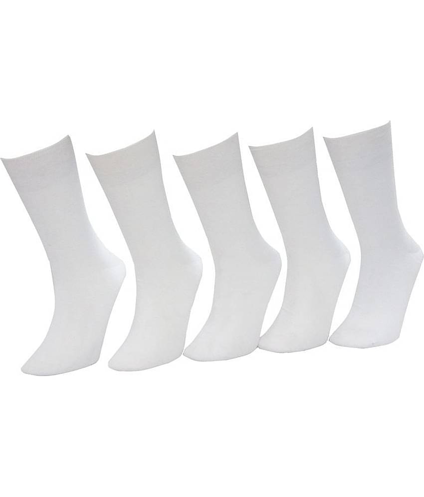 Tahiro White Casual Full Length Socks Pack of 5