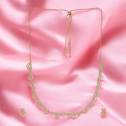Rose Gold Plated American Diamond Necklace And Pair Of Earrings for Women | Special Ocassion, Wedding, Engagement, Dating | Anti Tarnish | Anti Allergy | Necklace and Earring Set | Gift for Her|L