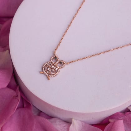 Owl Sterling Silver Necklace-Rose Gold