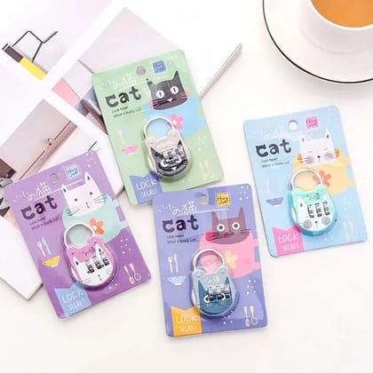 Cute Cat Mini Lock | Portable Miniature Key Lock with Adorable Cat Design | Small Security Padlock for Bags, Lockers, Drawers, Luggage & Personal Accessories (Random Color) Cute Cat Mini Lock | Portable Miniature Key Lock with Adorable Cat Design | Small Security Padlock for Bags, Lockers, Drawers, Luggage & Personal Accessories (Random Color)