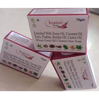 ( Pack of 3 ) KOZIAN Antibacterial Neem Tulsi Pudina Wheat Germ Oil Soap Soap for All Skin Type