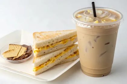 Cold Coffee + Paneer Tikki Sandwich