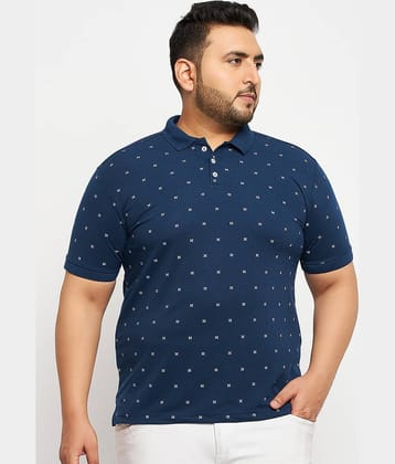 RELANE Pack of 1 Cotton Blend Regular Fit Printed Half Sleeves Men's Polo T Shirt ( Navy Blue )