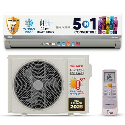 SHARP 1.5 Ton 3 Star 5-in-1 Convertible, Turbo Cool Technology, Anti-Corrosive Gold Fin Coating, Inverter Split AC, AH-SI18V3B-GC SHARP 1.5 Ton 3 Star 5-in-1 Convertible, Turbo Cool Technology, Anti-Corrosive Gold Fin Coating, Inverter Split AC, AH-SI18V3B-GC