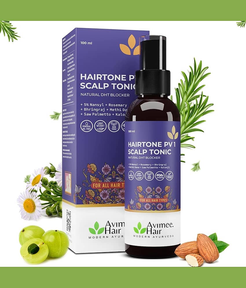 Avimee Herbal Hairtone PV1 Scalp Spray, Natural DHT Blocker with Saw Palmetto & Bhringraj, 100 ml (Pack of 1)