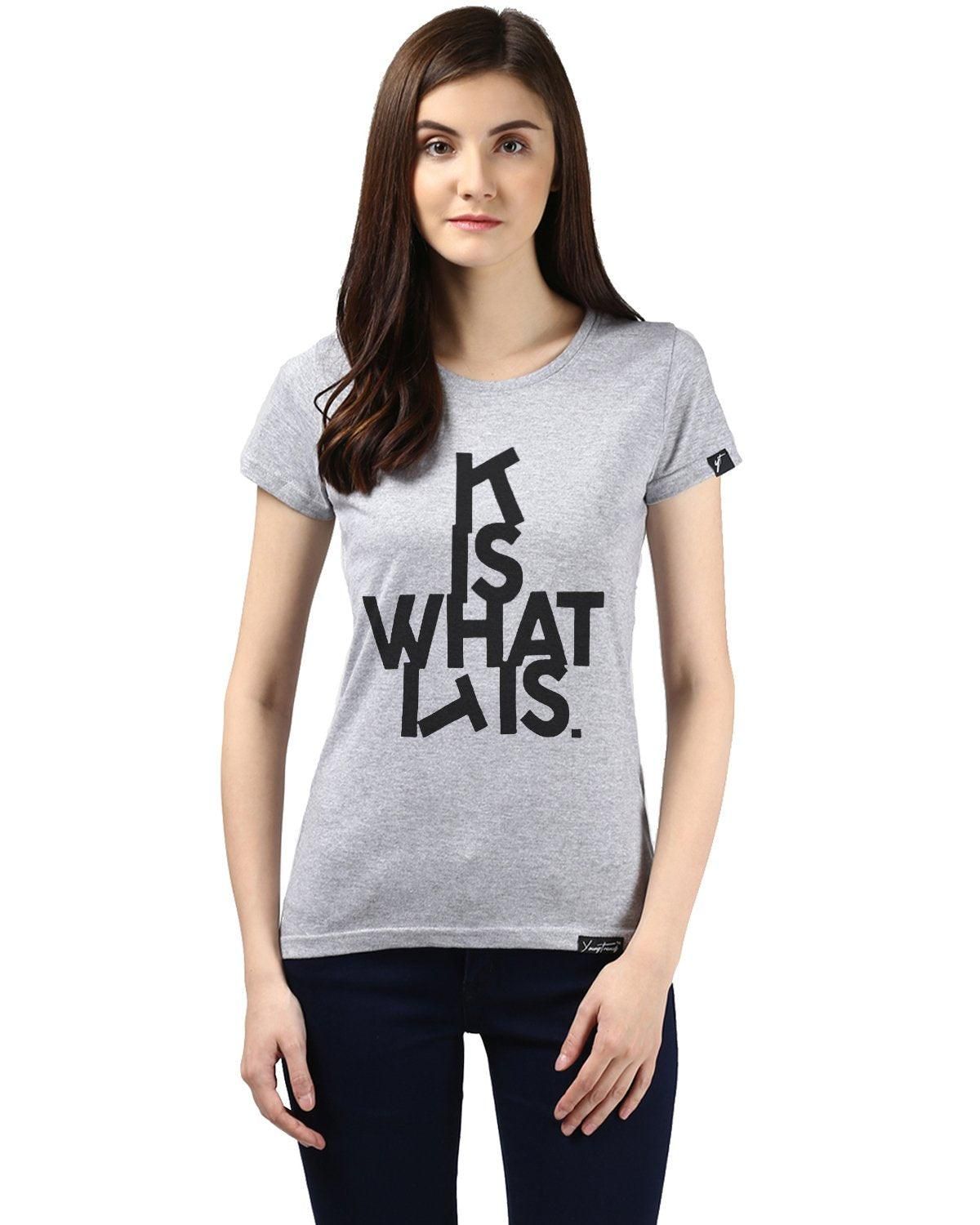 Womens Hs ITIS Printed Grey Color Tshirts-Grey / Small / 100% Bio Wash Cotton