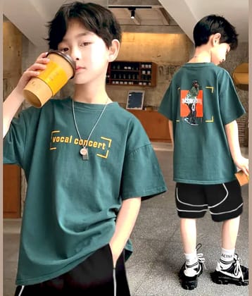 Christy World Pack of 1 Boys & Girls Cotton T-Shirt ( Green )