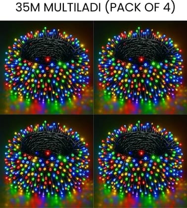 SPARKWORLD 98 LEDs 35 m Multicolor Steady Bulb Rice Lights (Pack of 4)