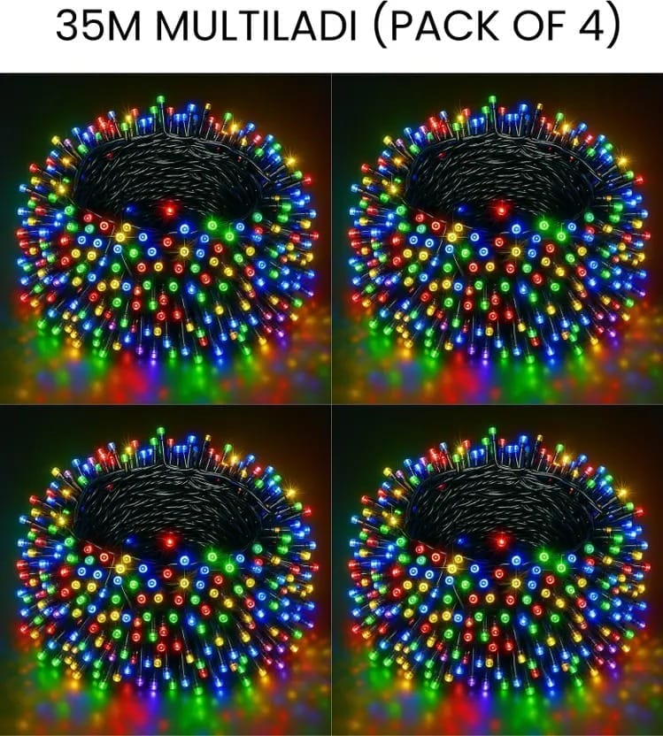 SPARKWORLD 98 LEDs 35 m Multicolor Steady Bulb Rice Lights (Pack of 4)