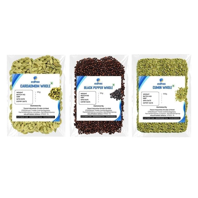 EDHWI Combo - Black Pepper (25gm), Star Anise (25gm), Clove (100g) � Premium Spice Trio for Cooking & Flavoring
