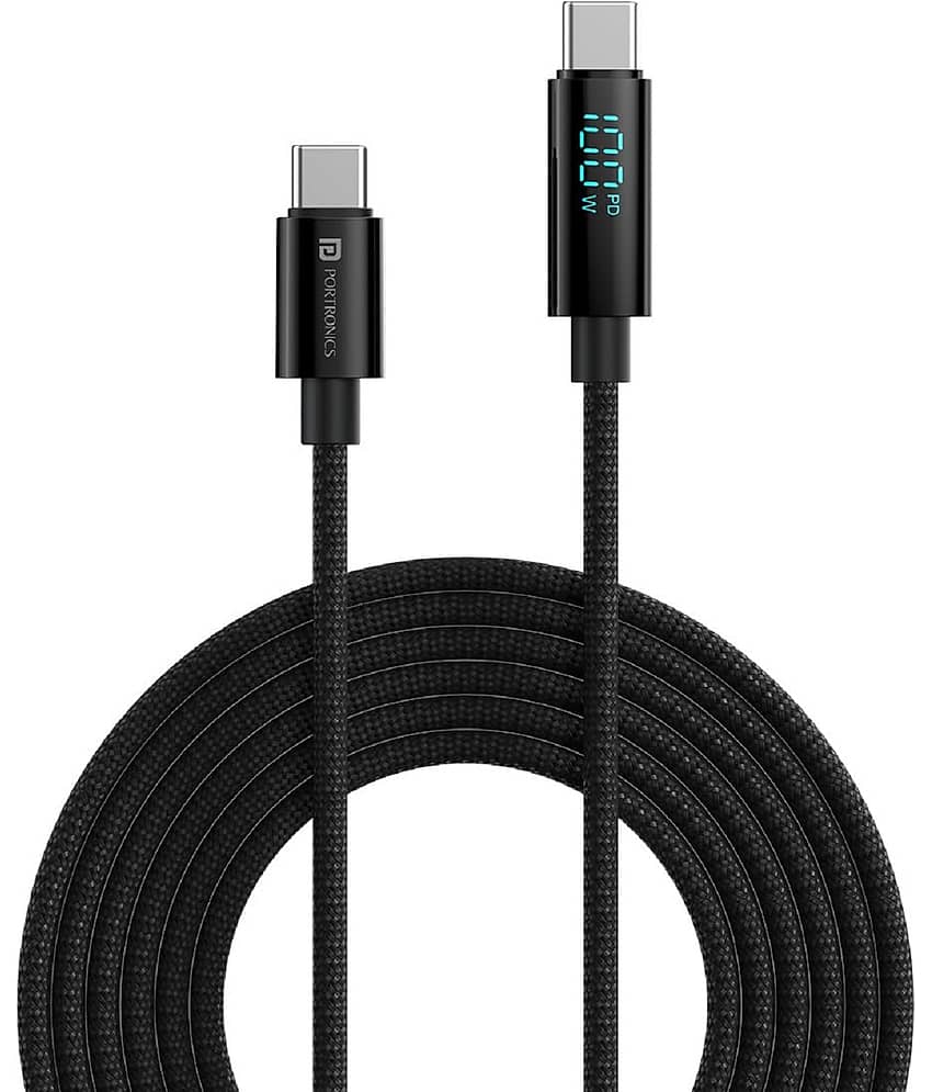 Portronics Black 5 A Type C Cable 2 Meter