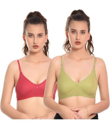 Elina Pack of 2 Cotton Non Padded Women's Everyday Bra ( Multicolor ) RM-LORIYA-PINK-PISTA