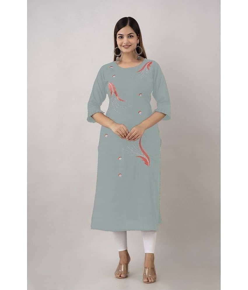 Kapadia - Grey Rayon Women's Straight Kurti ( Pack of 1 )