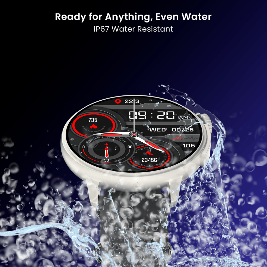 CELLECOR M7 PRO RAY 1.43" AMOLED Display | 700 NITS | AOD | BT-Calling | AI Voice | Split Screen | IP67 | Rotating Crown | SmartWatch (Golden Black)