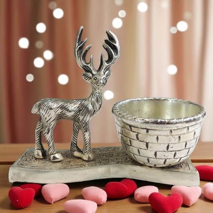 Aluminium Deer Basket Showpiece for Home Decor & Dry Fruits, Height : 6 Inch (ASMAS495 S)