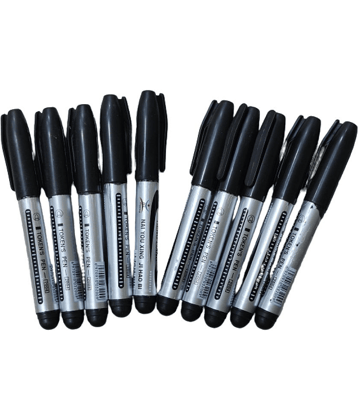 2400Y-YESKART 10 Pcs Pack Multipurpose Permanent Marker for Write on CDs, DVDs, Plastic Items, Paper, Metal, Wood, for Shops, Offices, Schools - 10 Pack (Black)