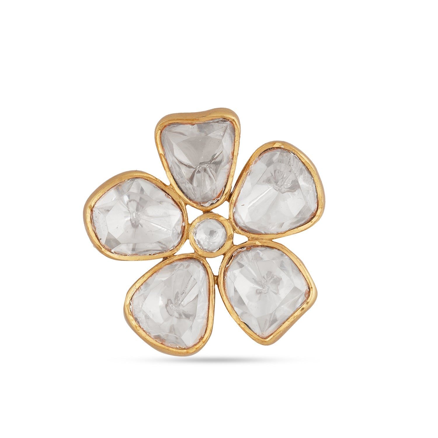 Magdalena - White Flower Shaped Kundan Ring