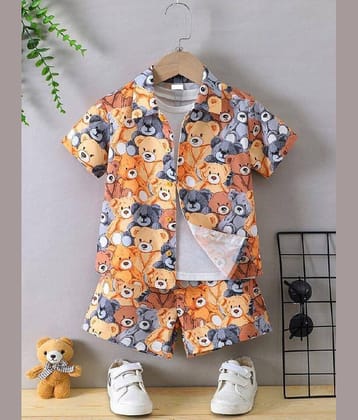 Ocvito Pack of 1 Boys Cotton Blend Shirt & Shorts ( Orange )